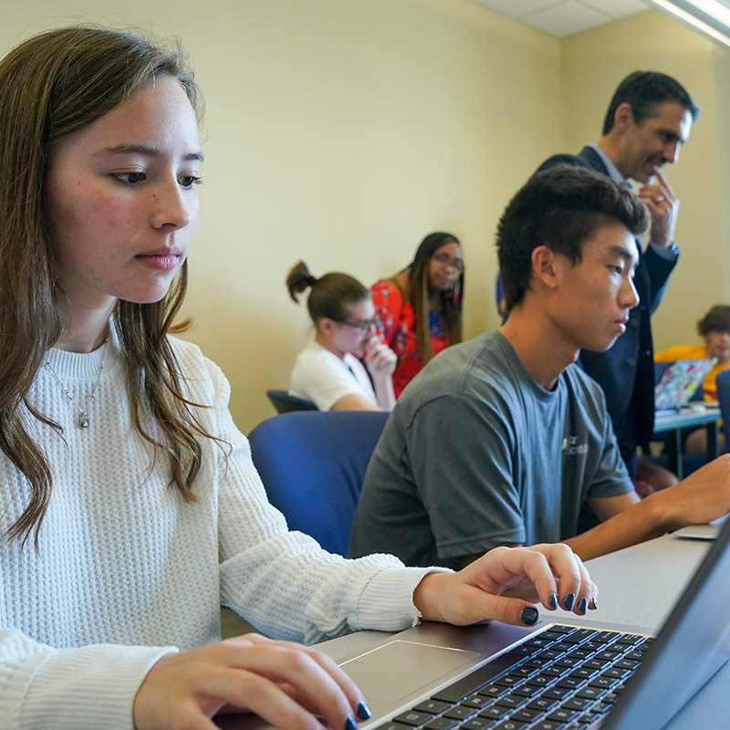 Students working in classroom