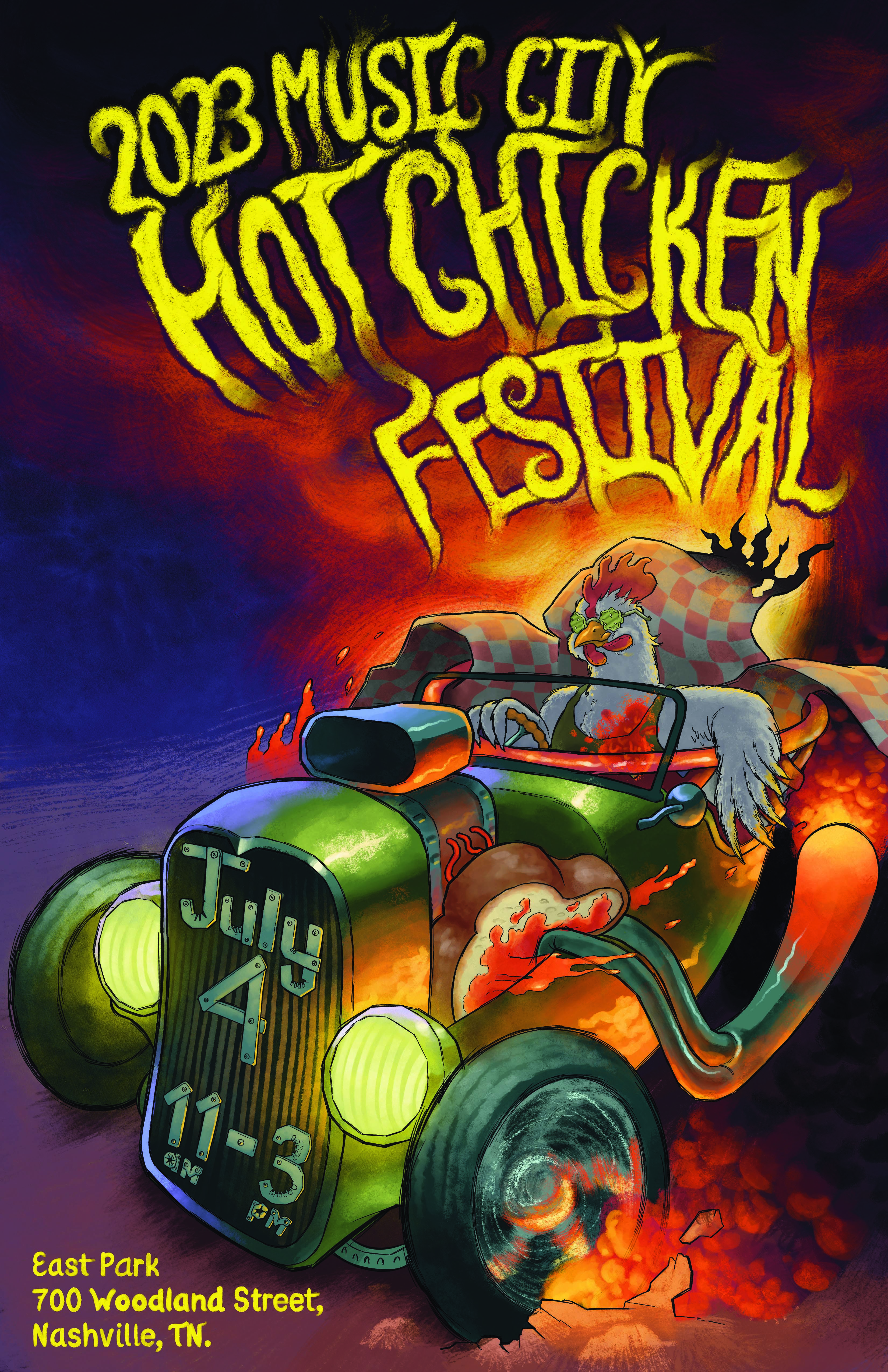 Student design of a poster for Music City Hot Chicken Festival