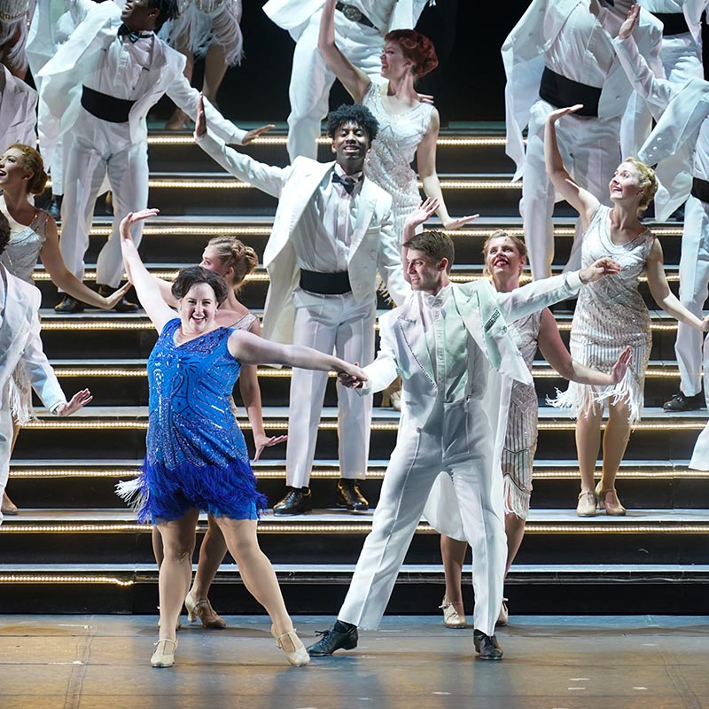 Musical theatre student perform on stage in the fisher center