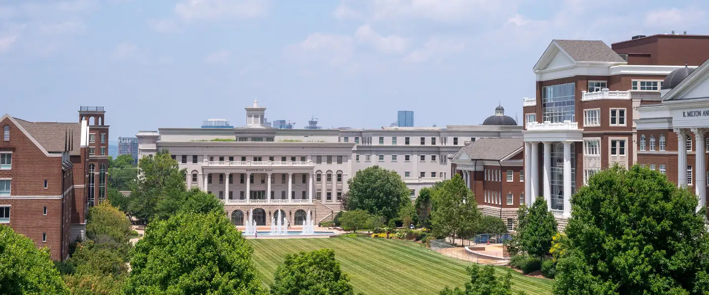 Belmont's main lawn on a sunny day with freshly cut grass