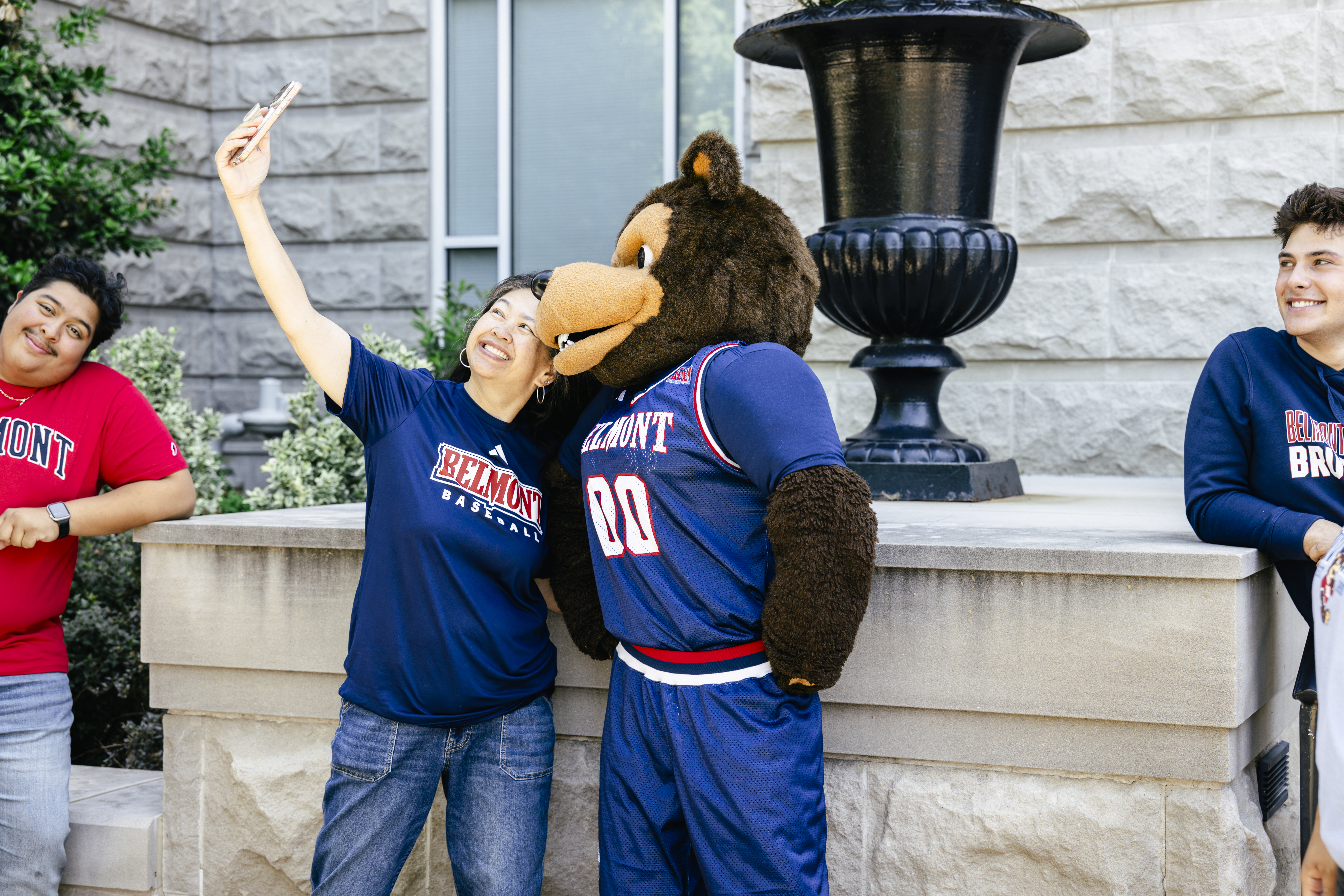Bruiser and student taking a selfie with student's phone