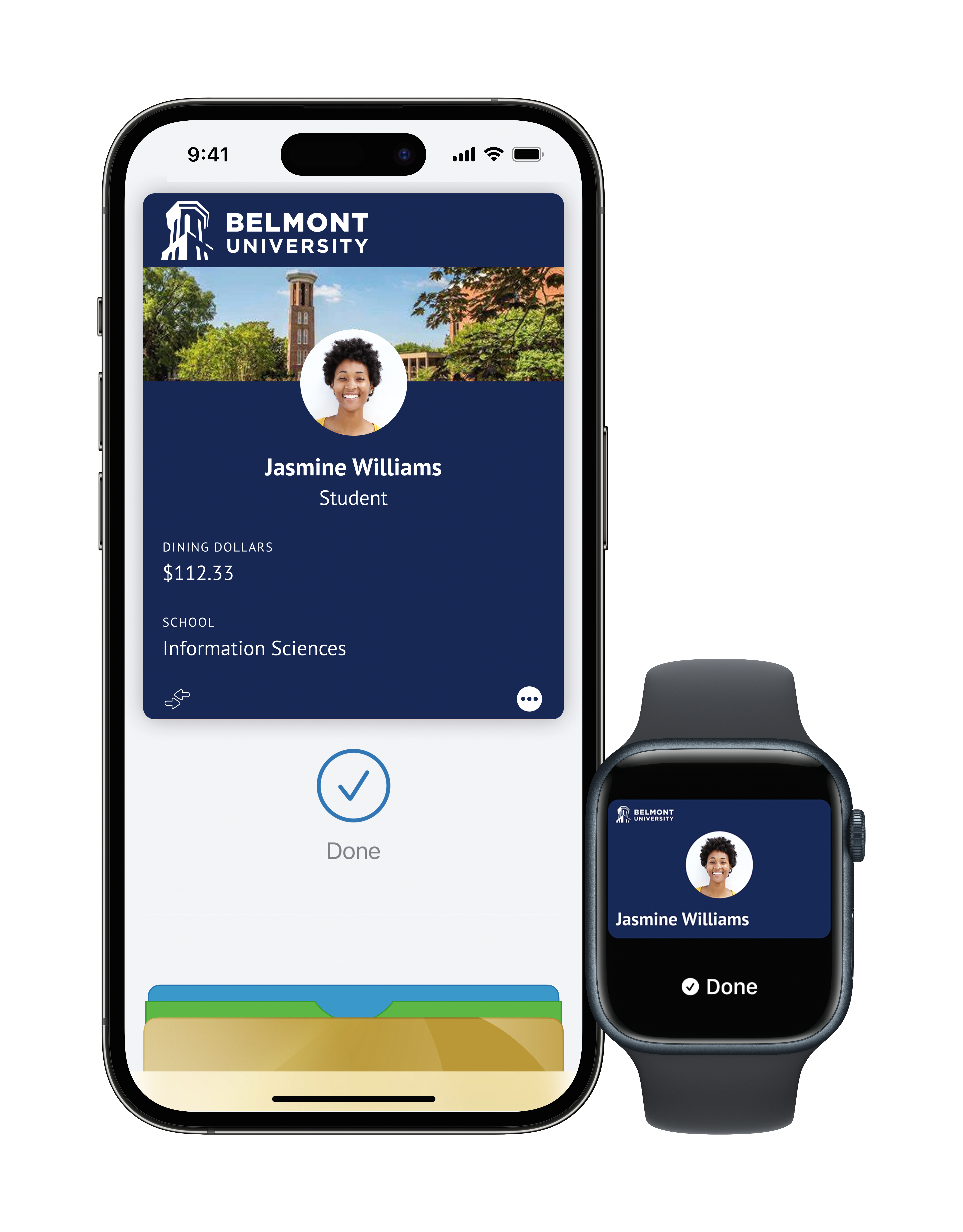 Mobile phone and watch with Belmont Credential