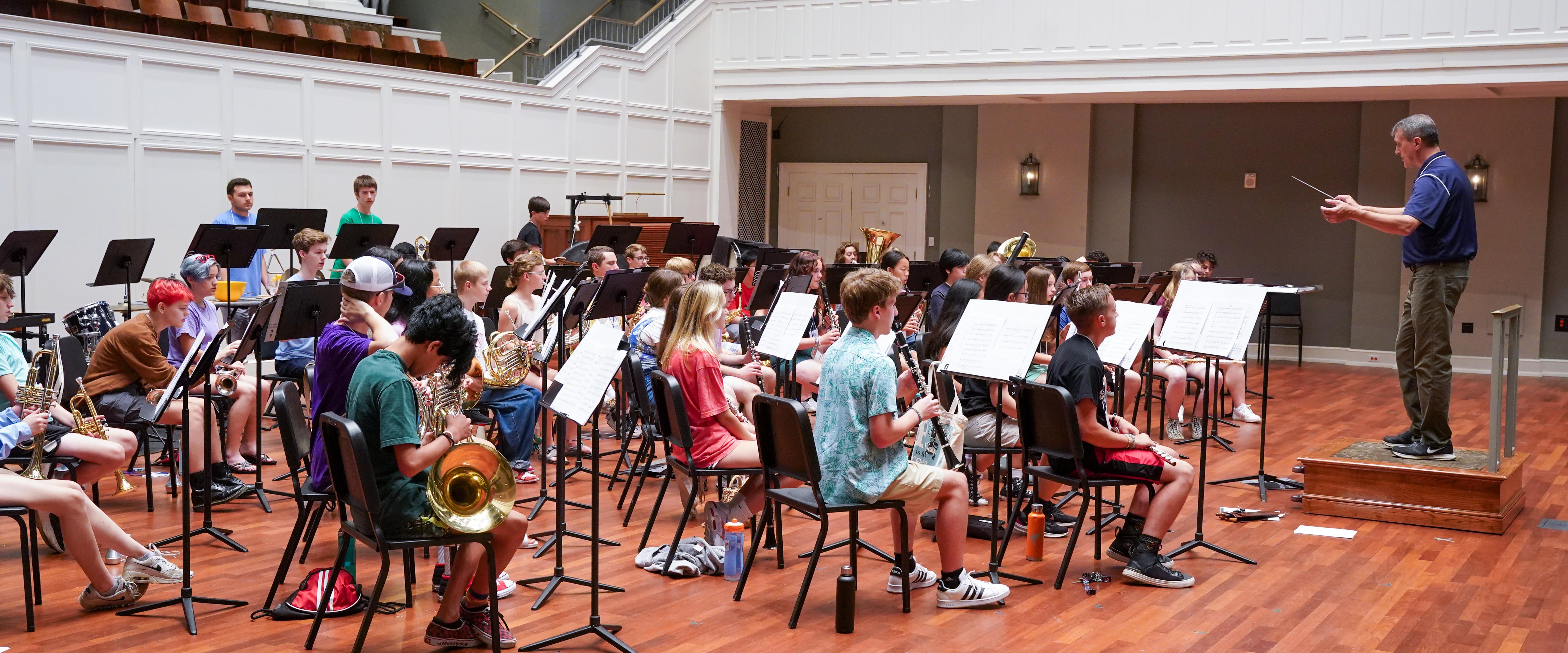 Winds camp student participate in band class