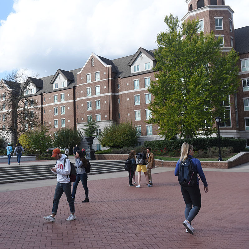 Freedom Plaza with students walking to class