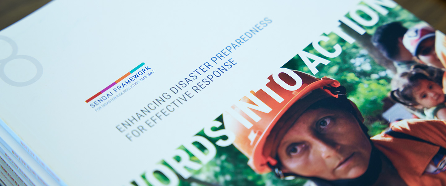 Natural Disaster preparedness booklet on a table