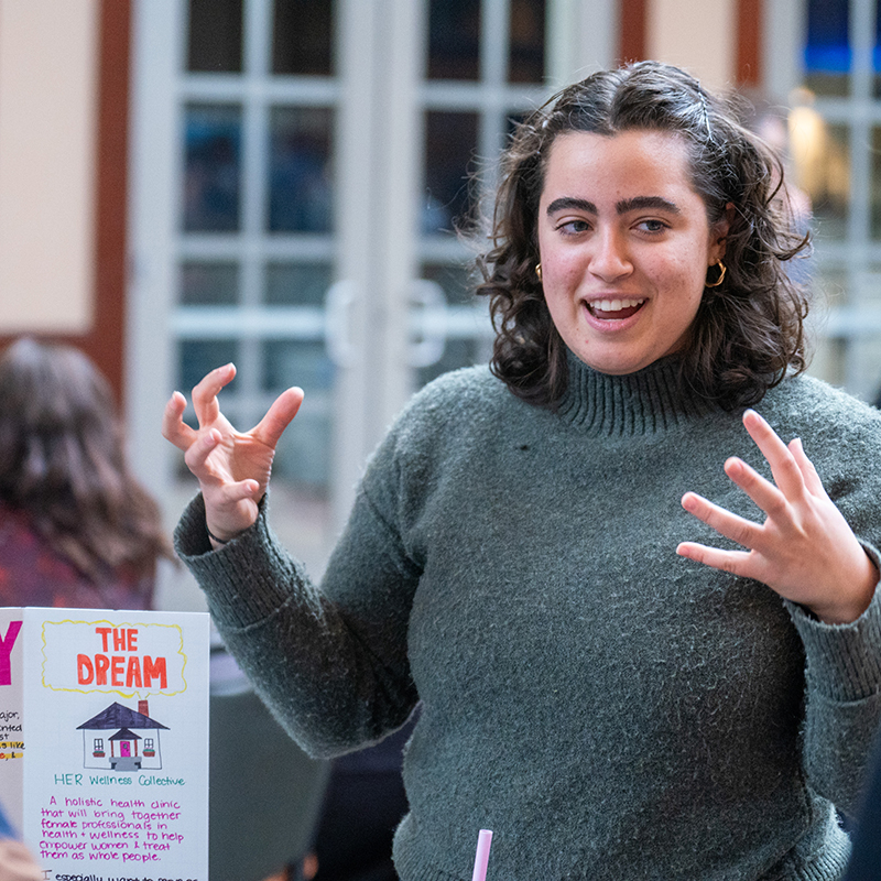 Student talking about their why during journey showcase event