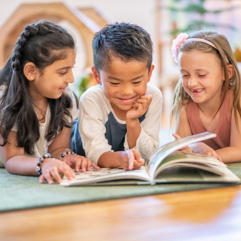 kids reading a book