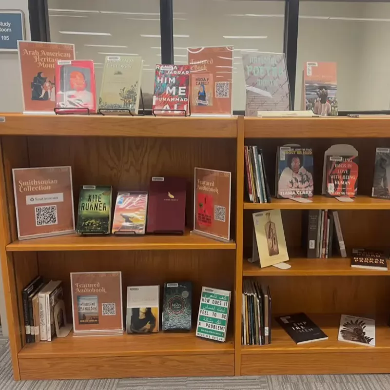 Bookshelf with poetry books displayed
