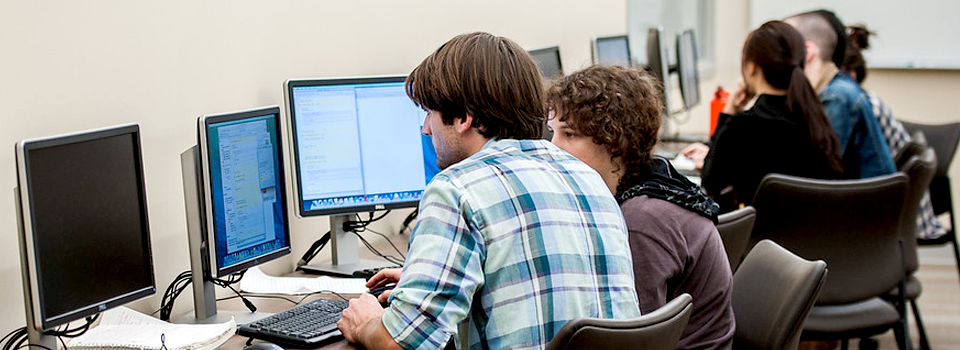 Students working in a computer lab