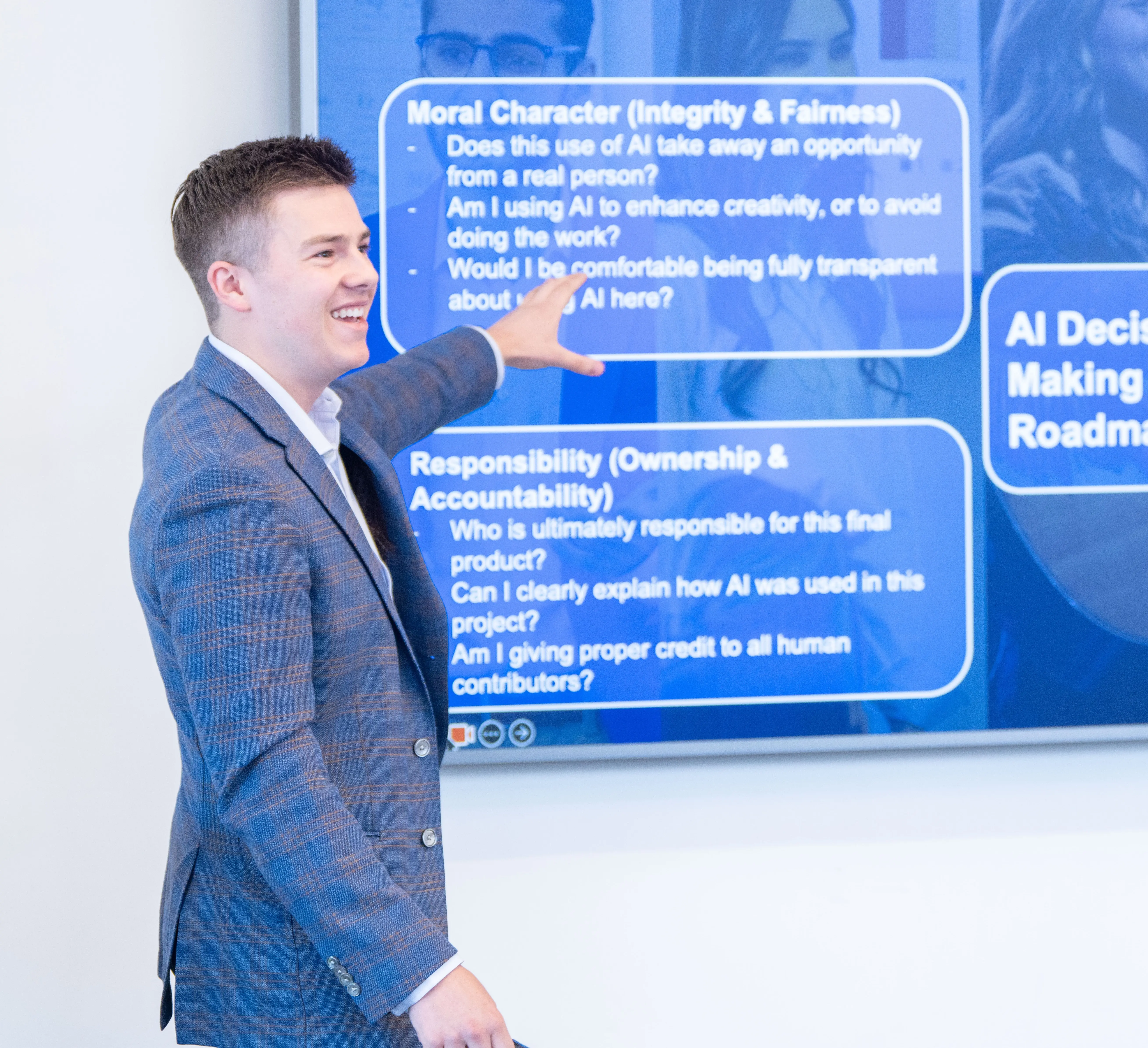 Ethics in Action student giving presentation