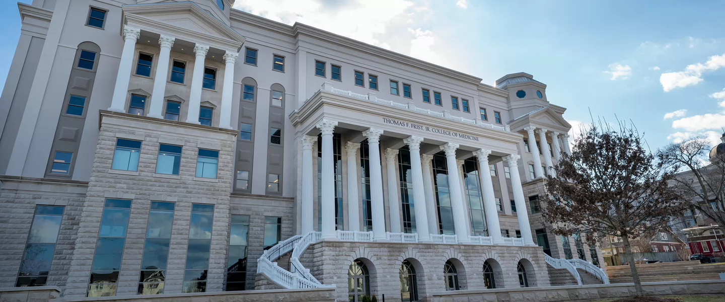 Wide view shot of Thomas F. Frist, Jr. College of Medicine Building at Belmont