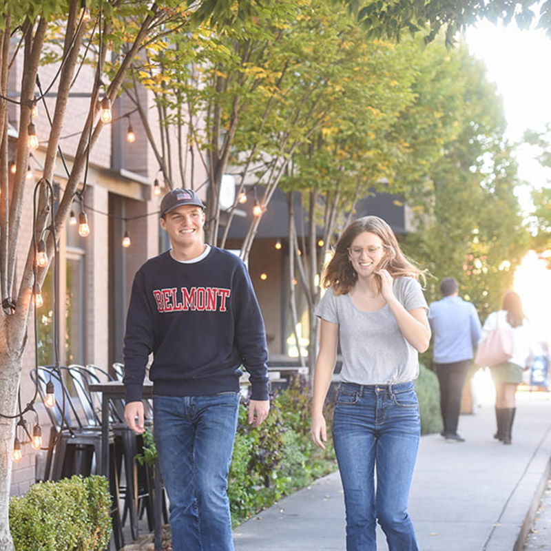 Students walking down 12 South