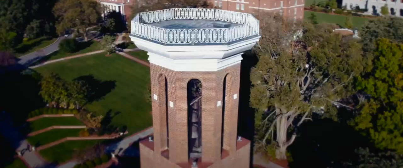 An aerial view of the bell tower 