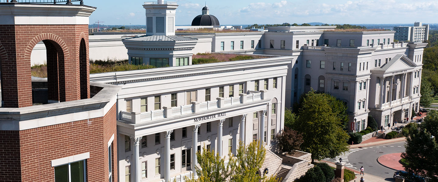 Aerial photo of McWhorter Hall