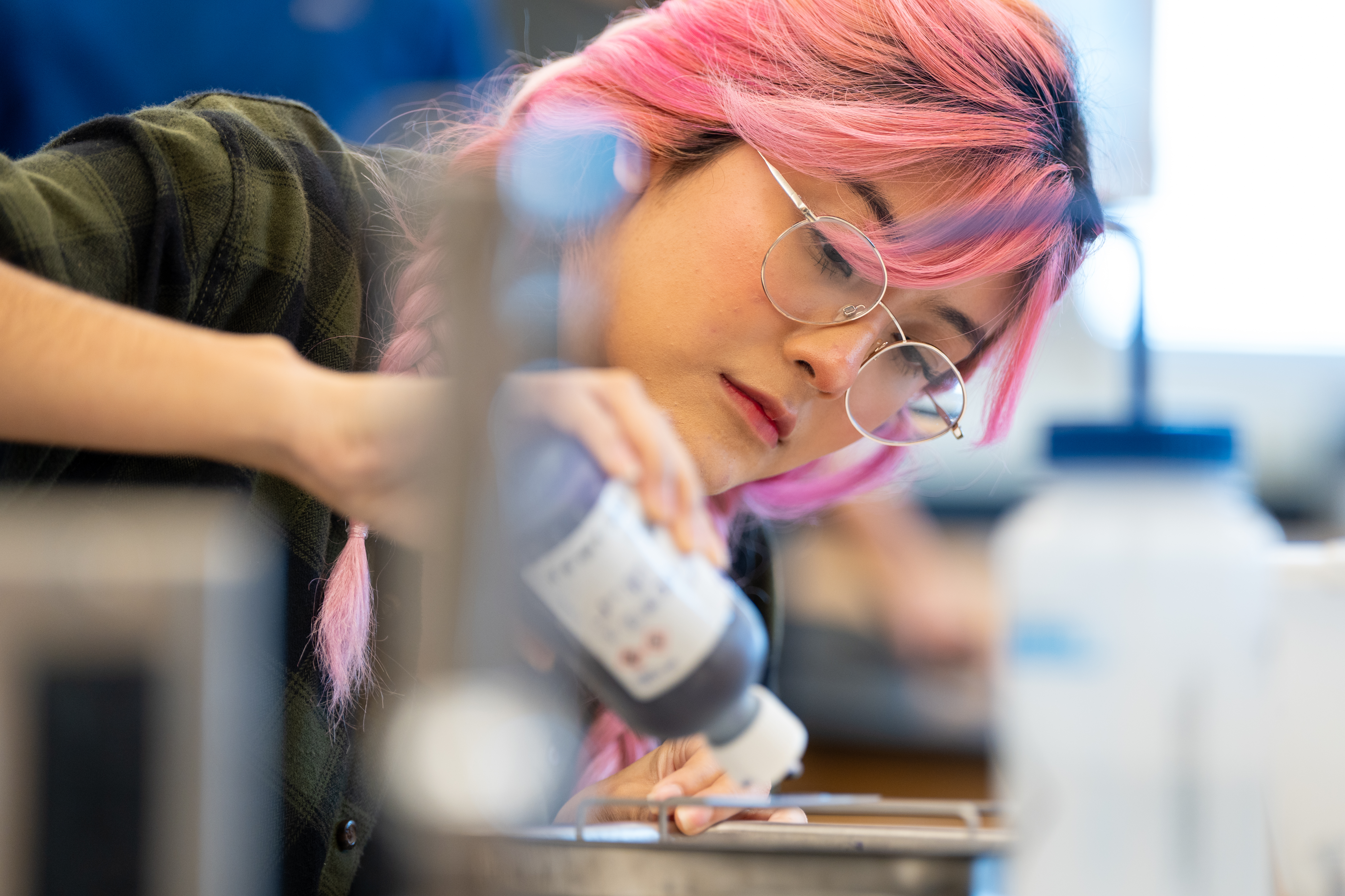 Student doing microbiology