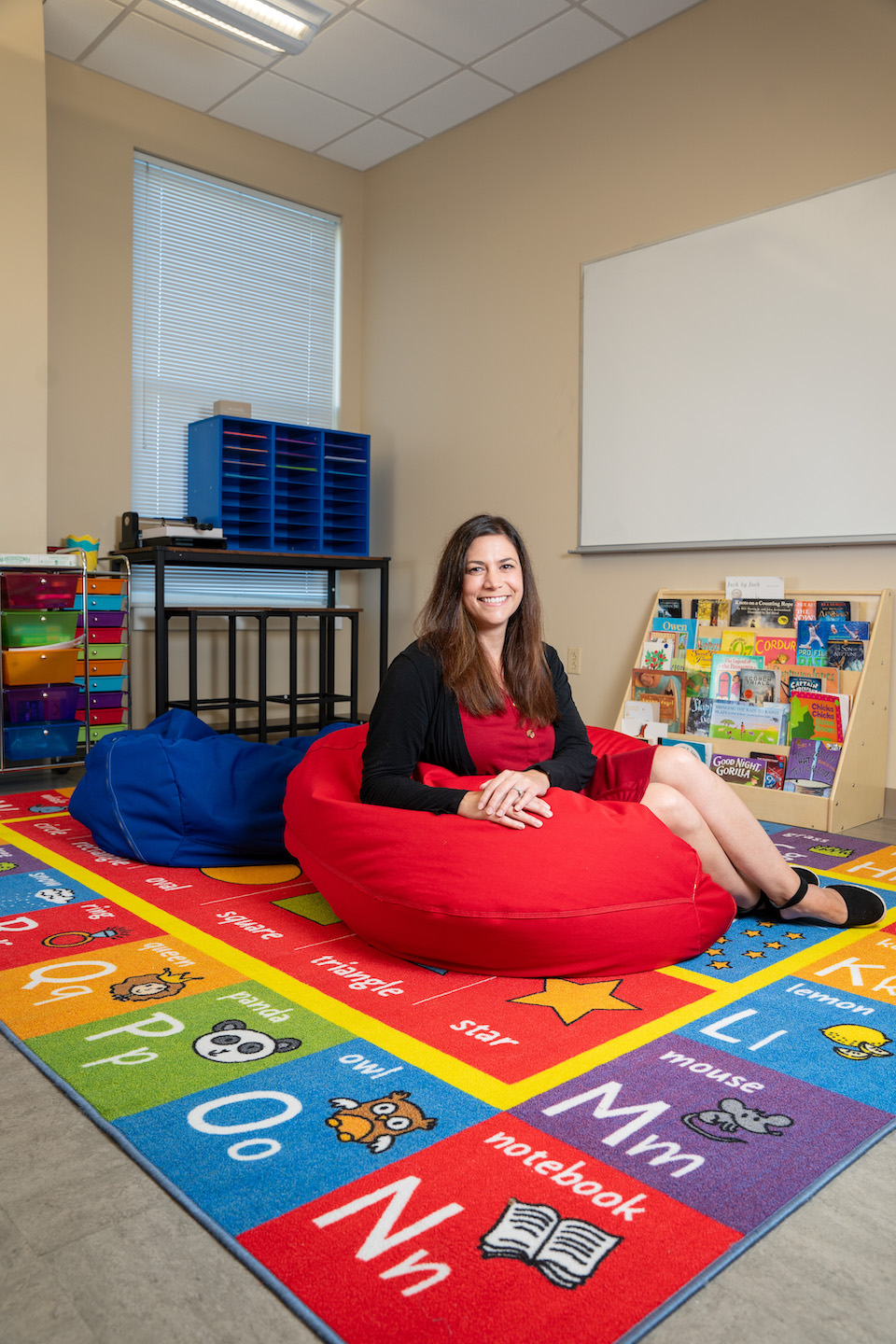 Dr. Annie Insana inside the mock classroom