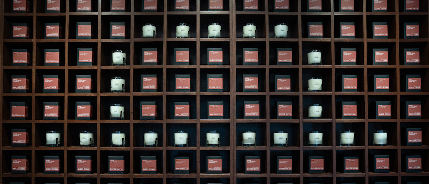 row of candles at Ranger Station store