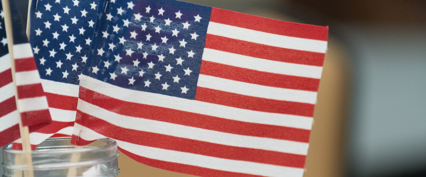 American flags served as centerpieces for the dinner