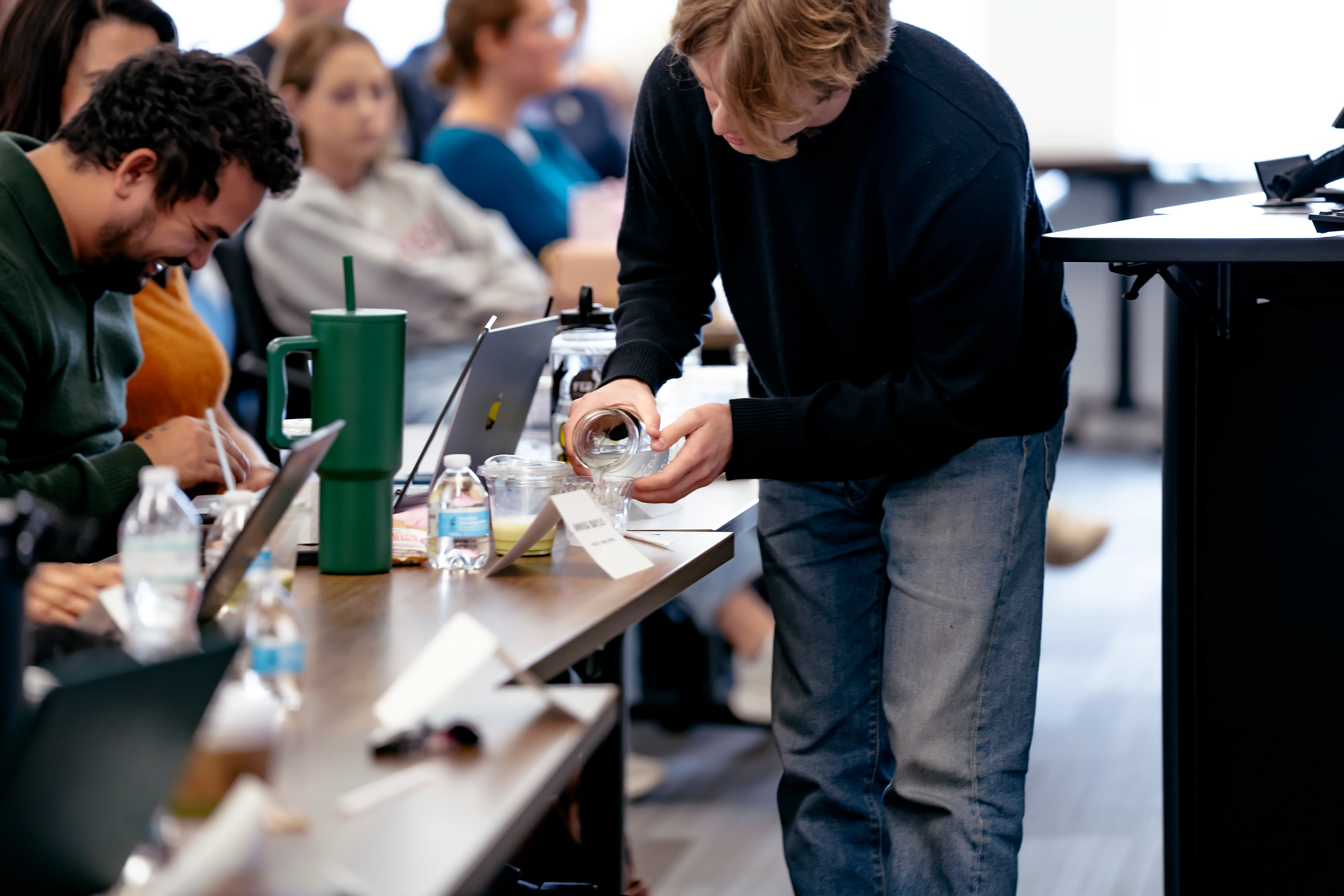 Needham giving out a sample of Limer