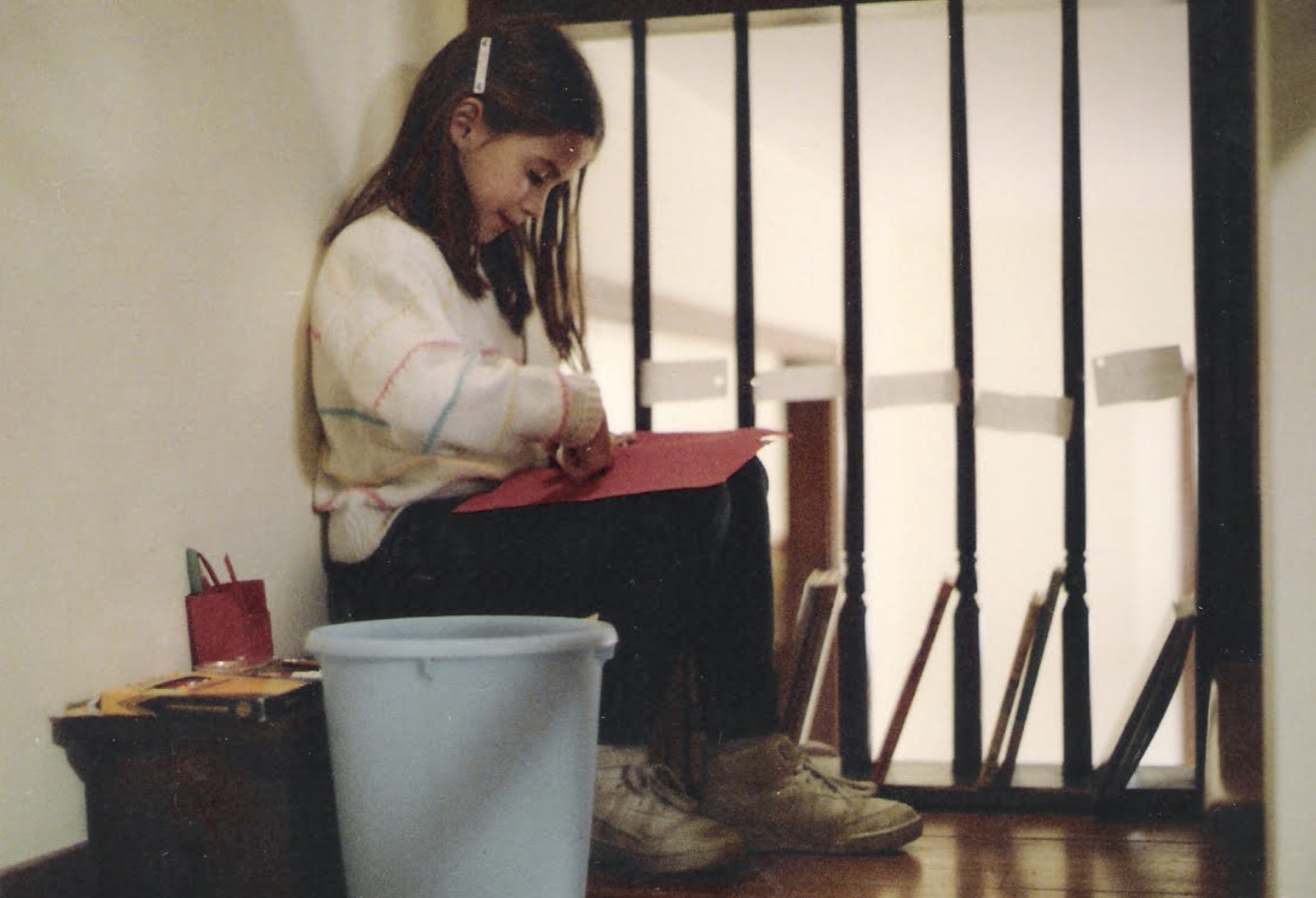 Annie Insana as a child creating a "library" for friends and family.