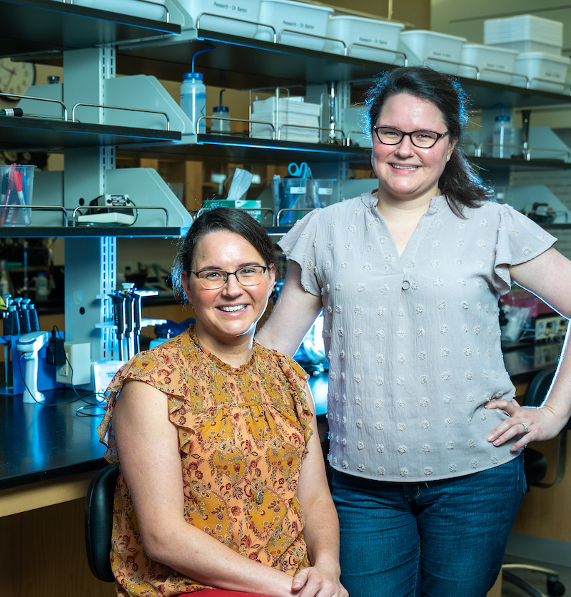 Beth and Becky in a science lab