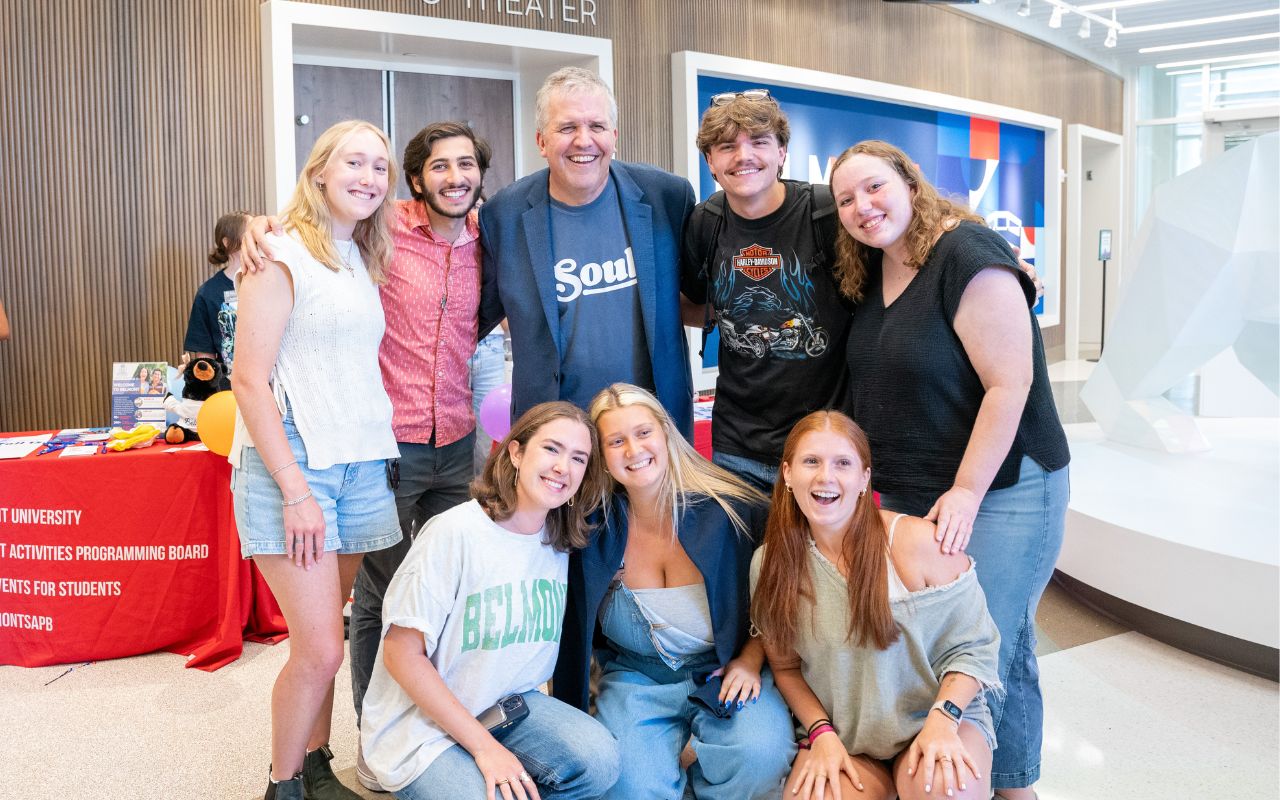 Greg Jones and students pose at Popsicles with President Pop-Pop