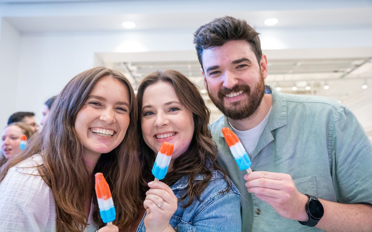 Belmont staff members at Popsicles with President Pop-Pop