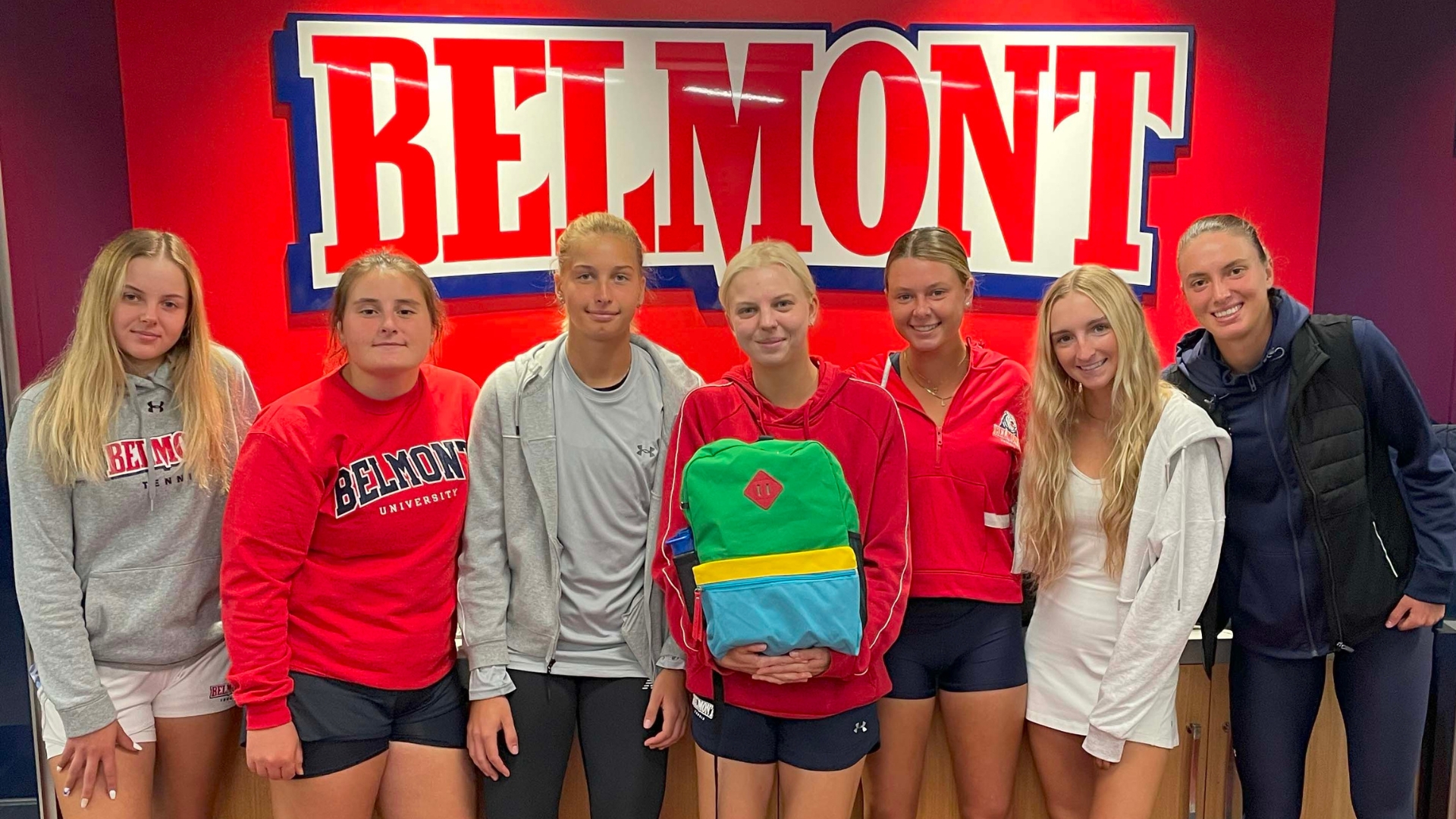 Belmont athletes pack backpacks during TAK PAK