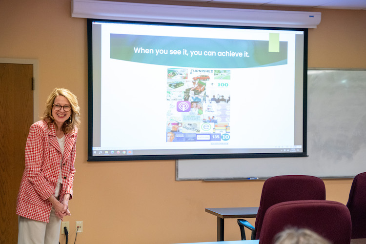 Woman leading a Power Skills session