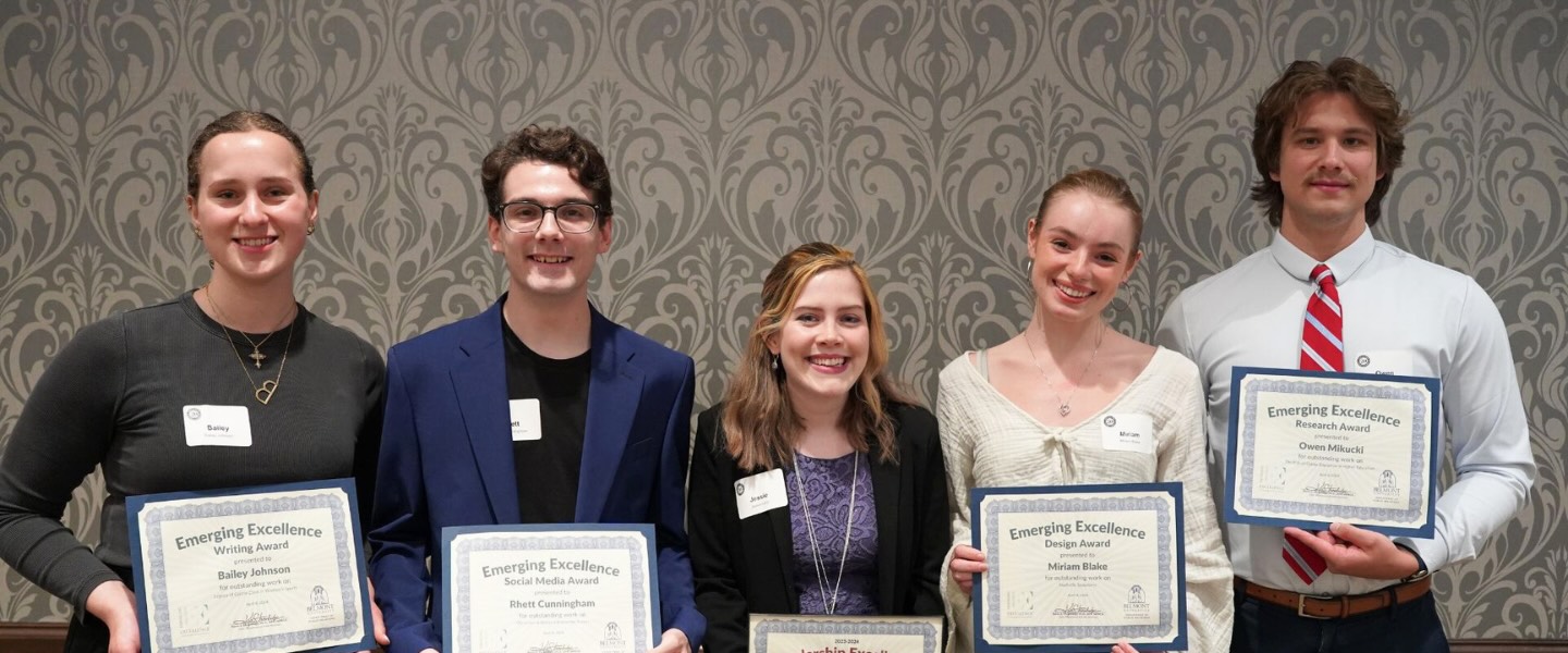 PR student award-winners pose for a photo