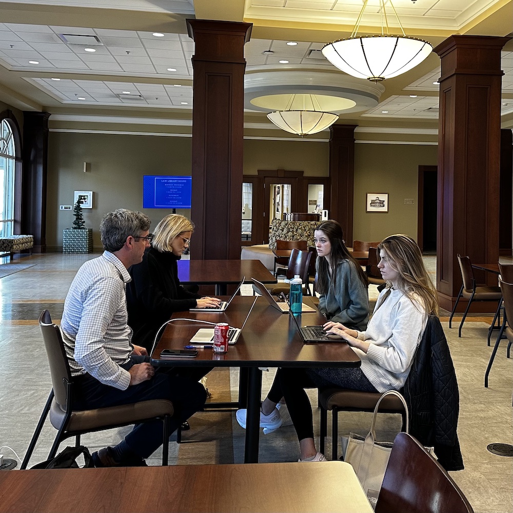 Law students in Belmont's law building