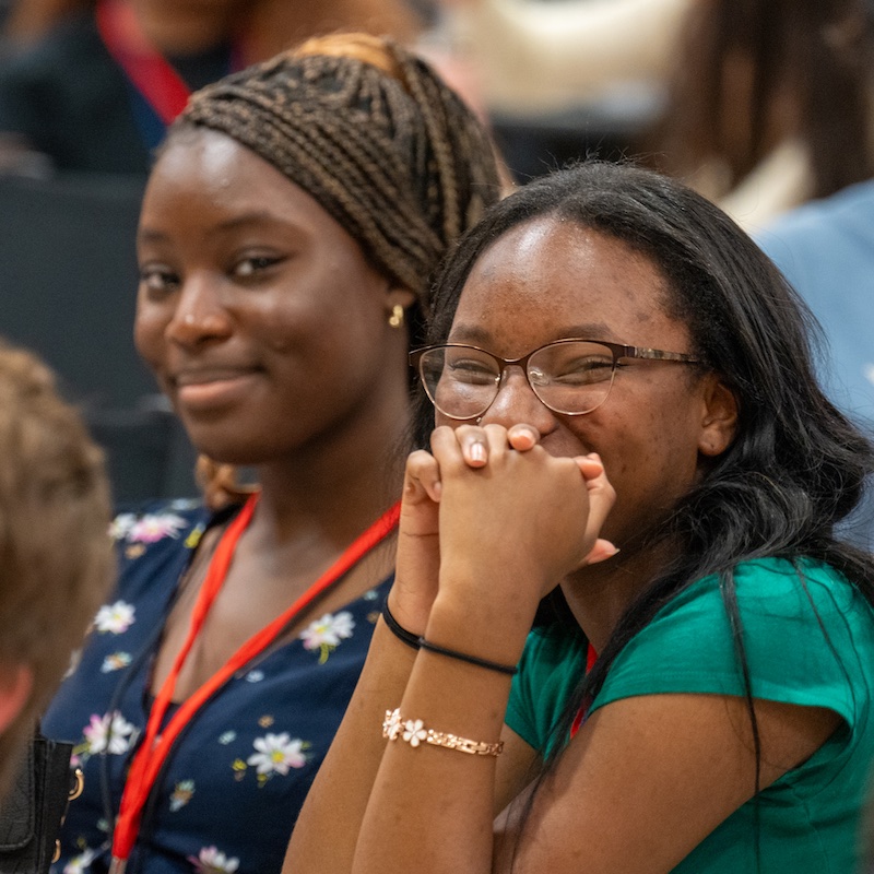 Students smiling in class