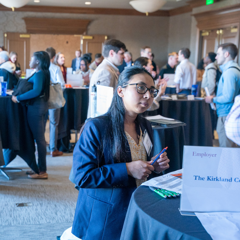 Student at networking event