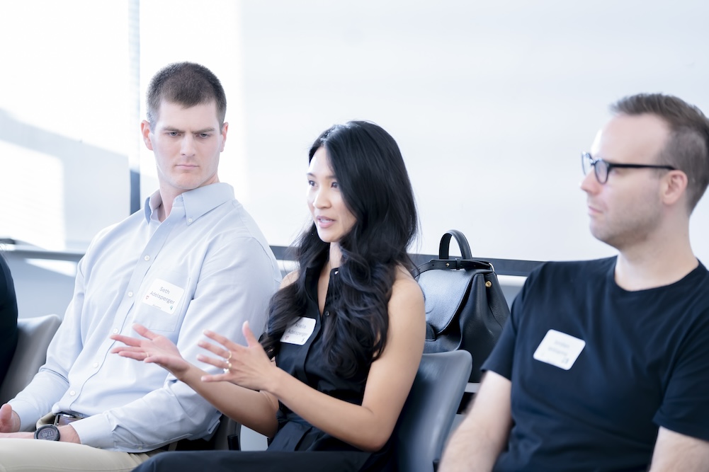 Arielle and Seth during a panel