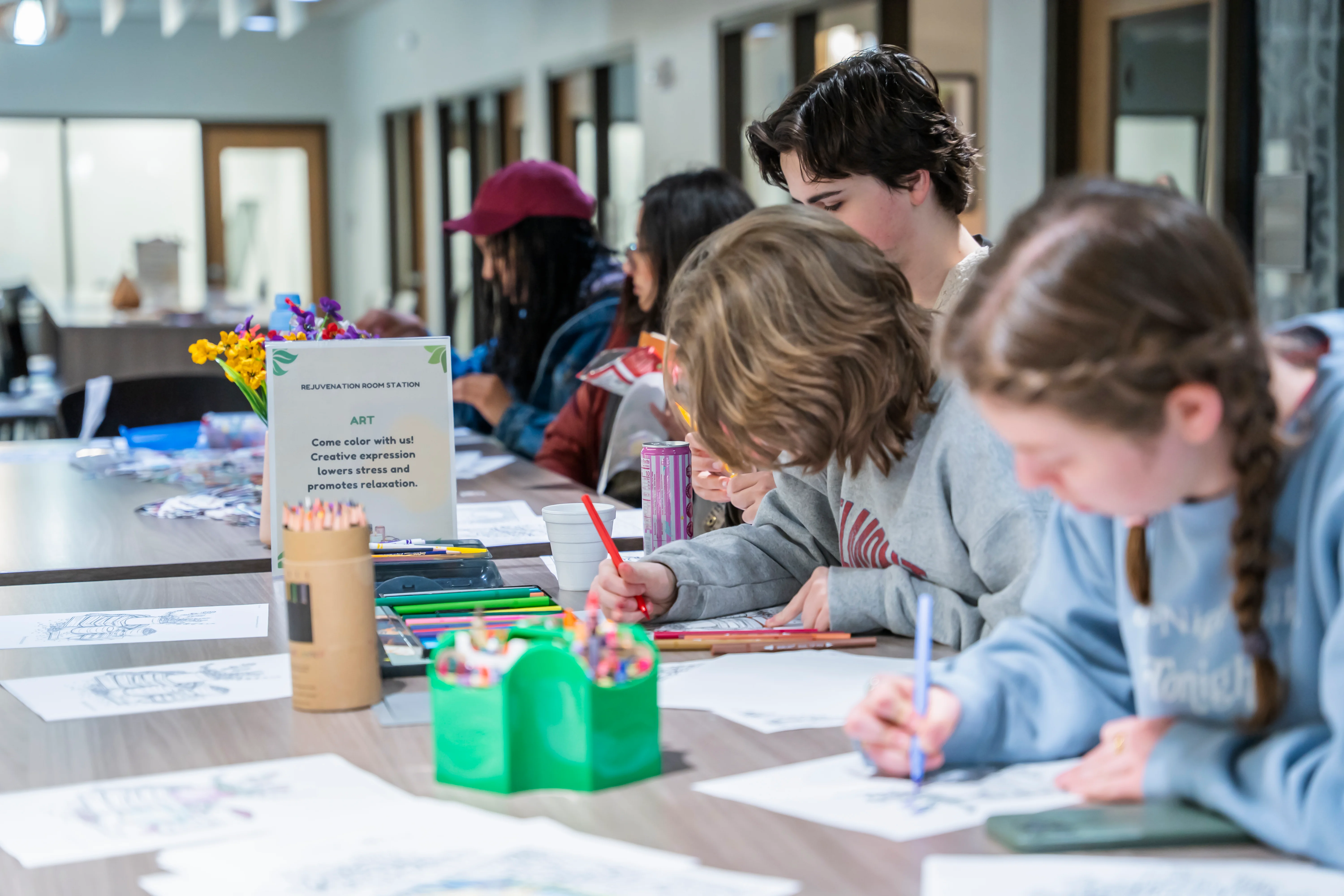 Students at the rejuvenation room