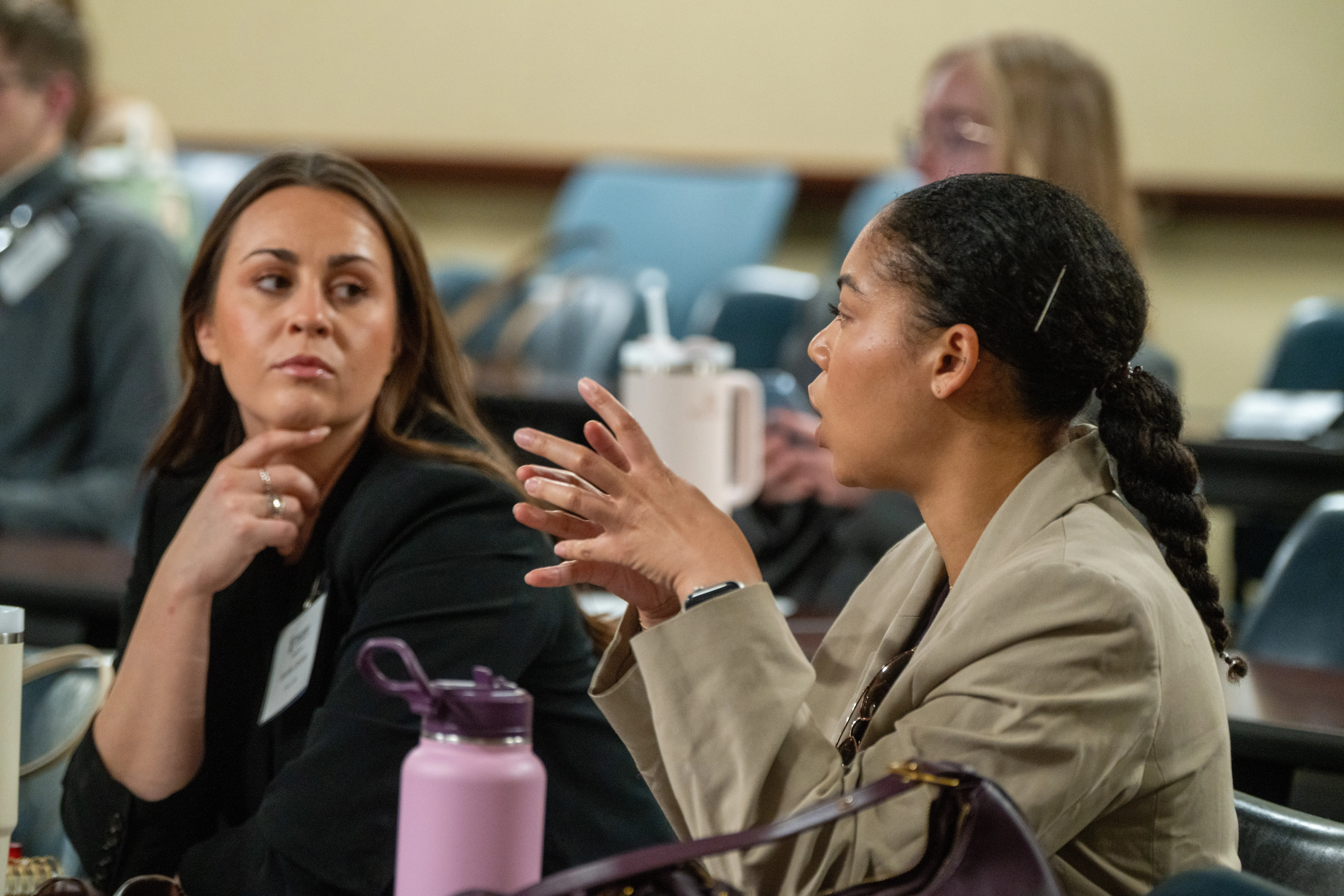 two students talking