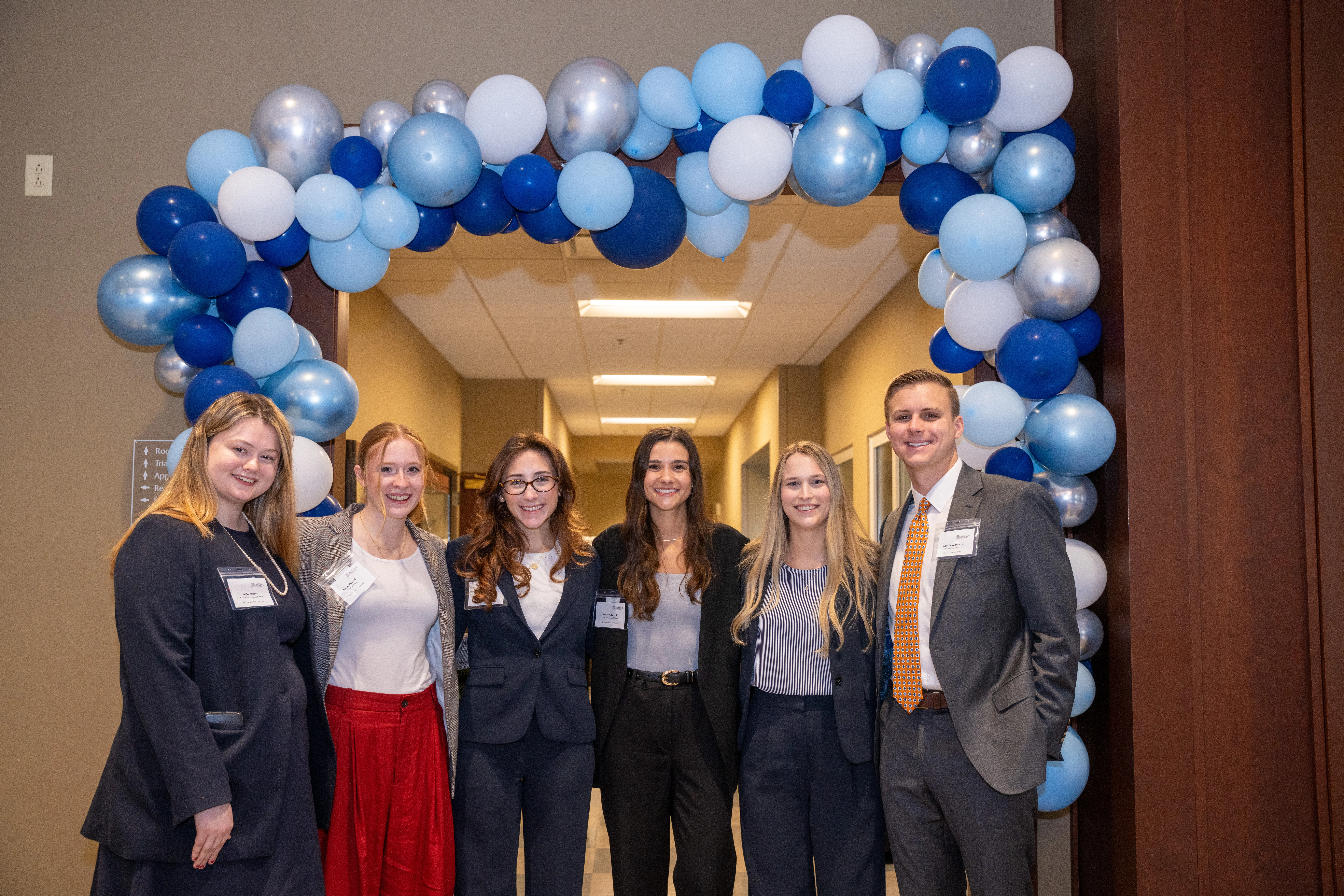 Law students under balloon arch