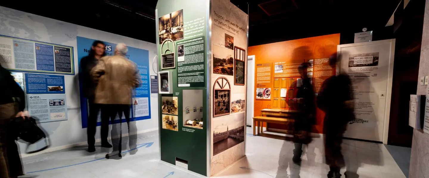 Museum patrons at the Healing Spaces exhibit 