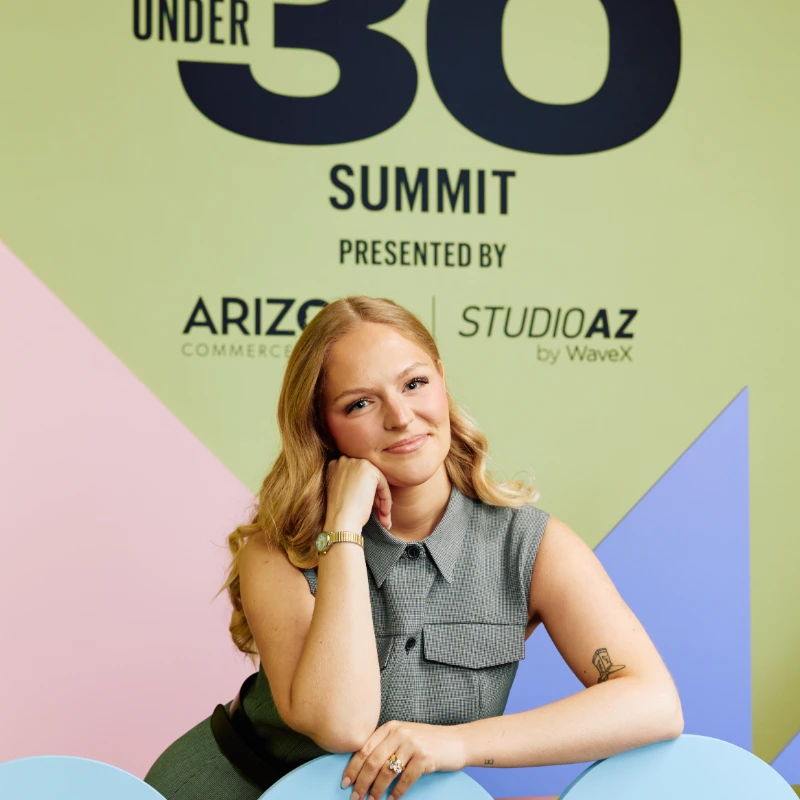 Abby Stevenson-Greiss at Cannes Lions, talking on stage
