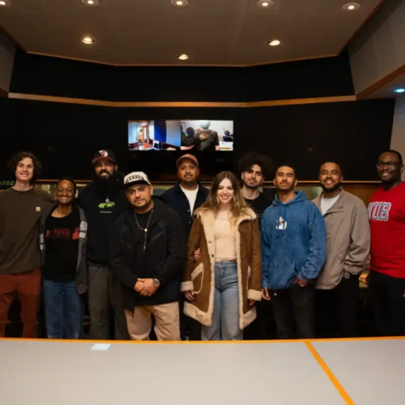 Stalley and Belmont students 