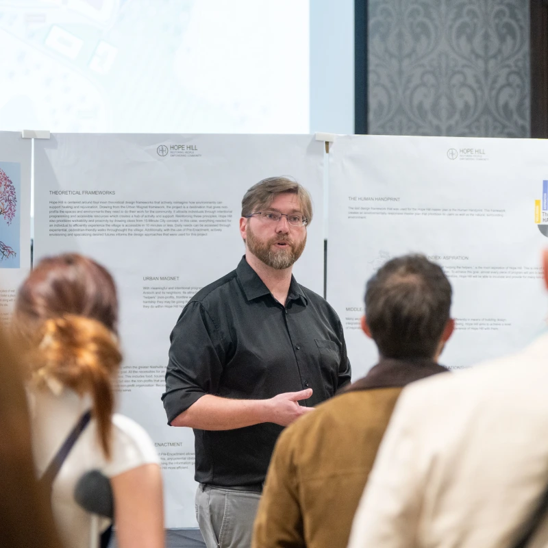 Student presents design 