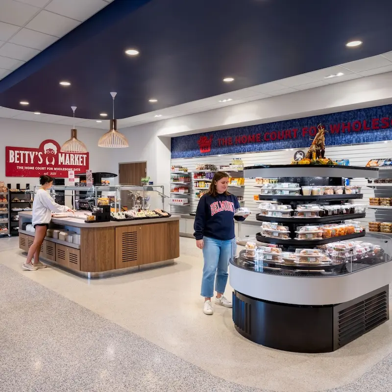 Two students shopping in Betty's Market