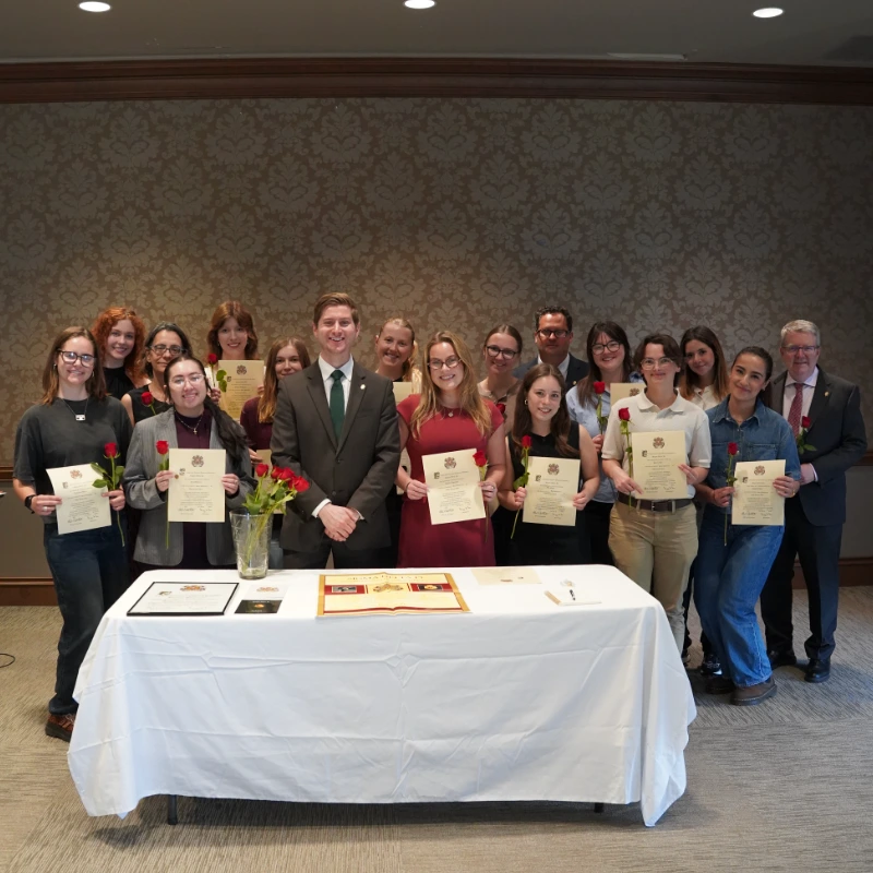 The newly initiated Sigma Delta Pi inaugural class