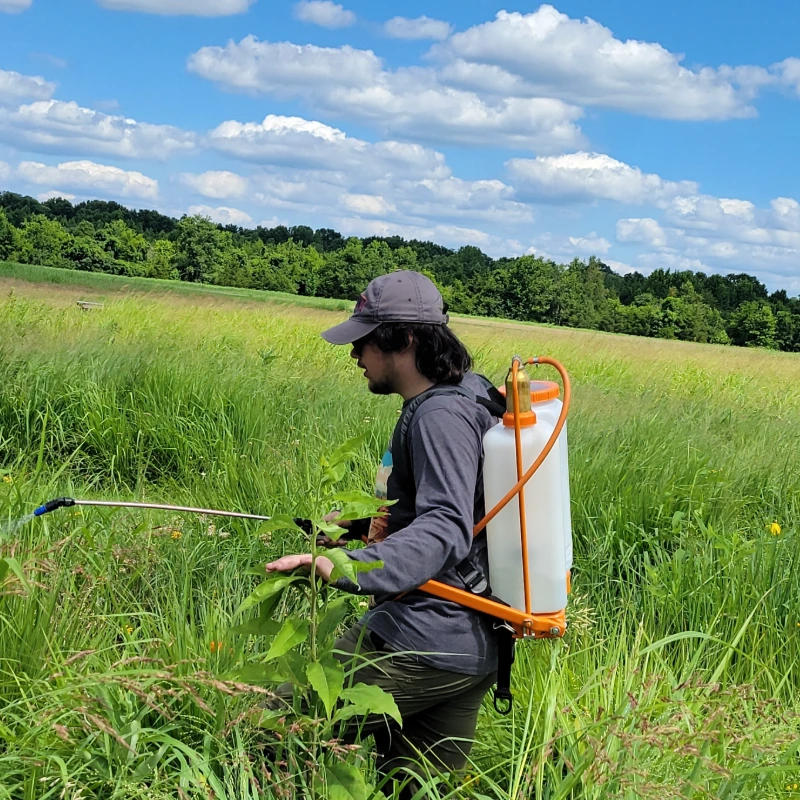 Sean spraying herbicide