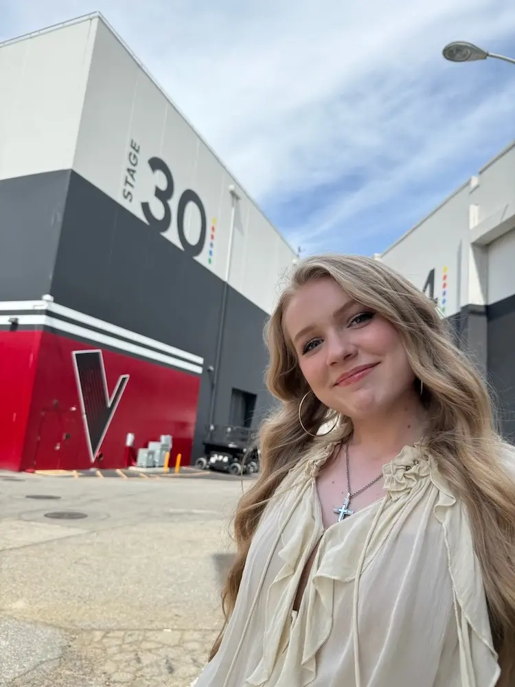 Grace on the set of The Voice