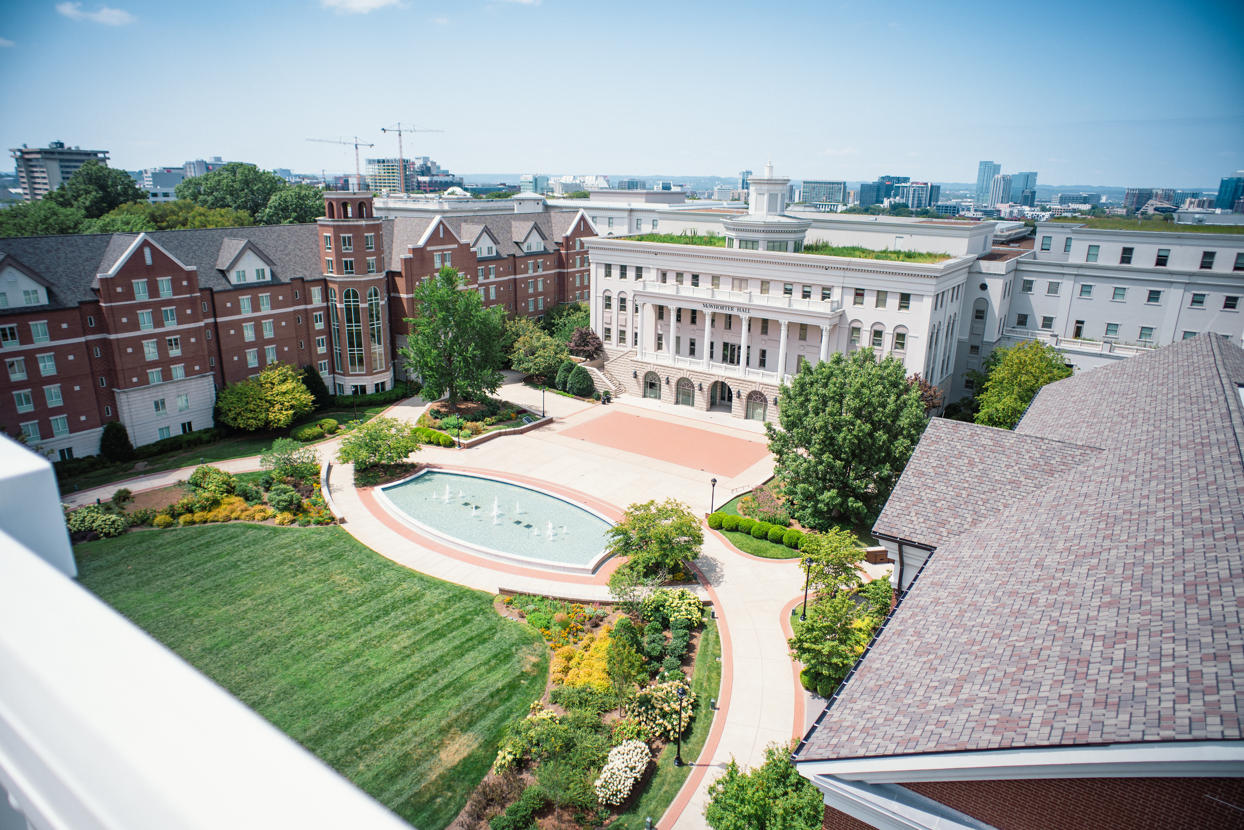 An aerial view of Belmont University