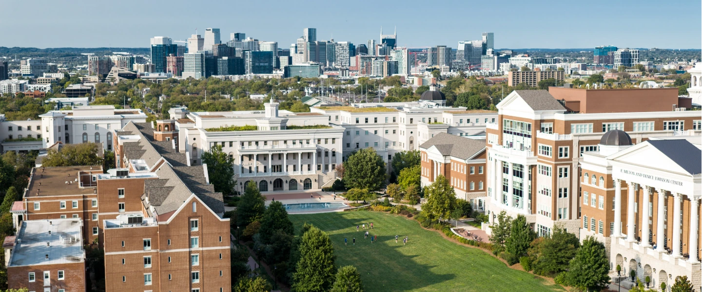 An aerial photo of Belmont univeristy