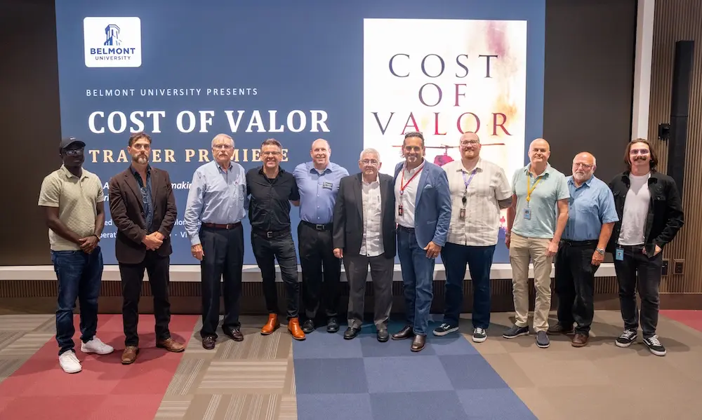 Group photo of team that worked on the "Cost of Valor" film project