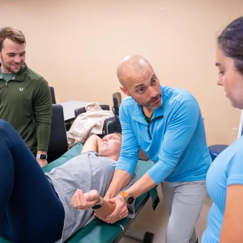 Students work in physical therapy lab