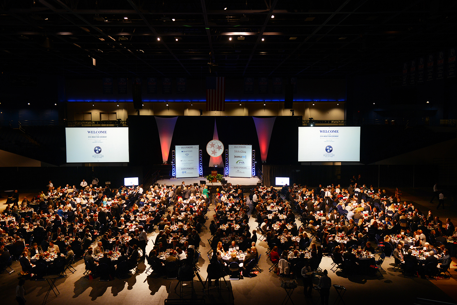 Curb Event Center full of people and set up for event